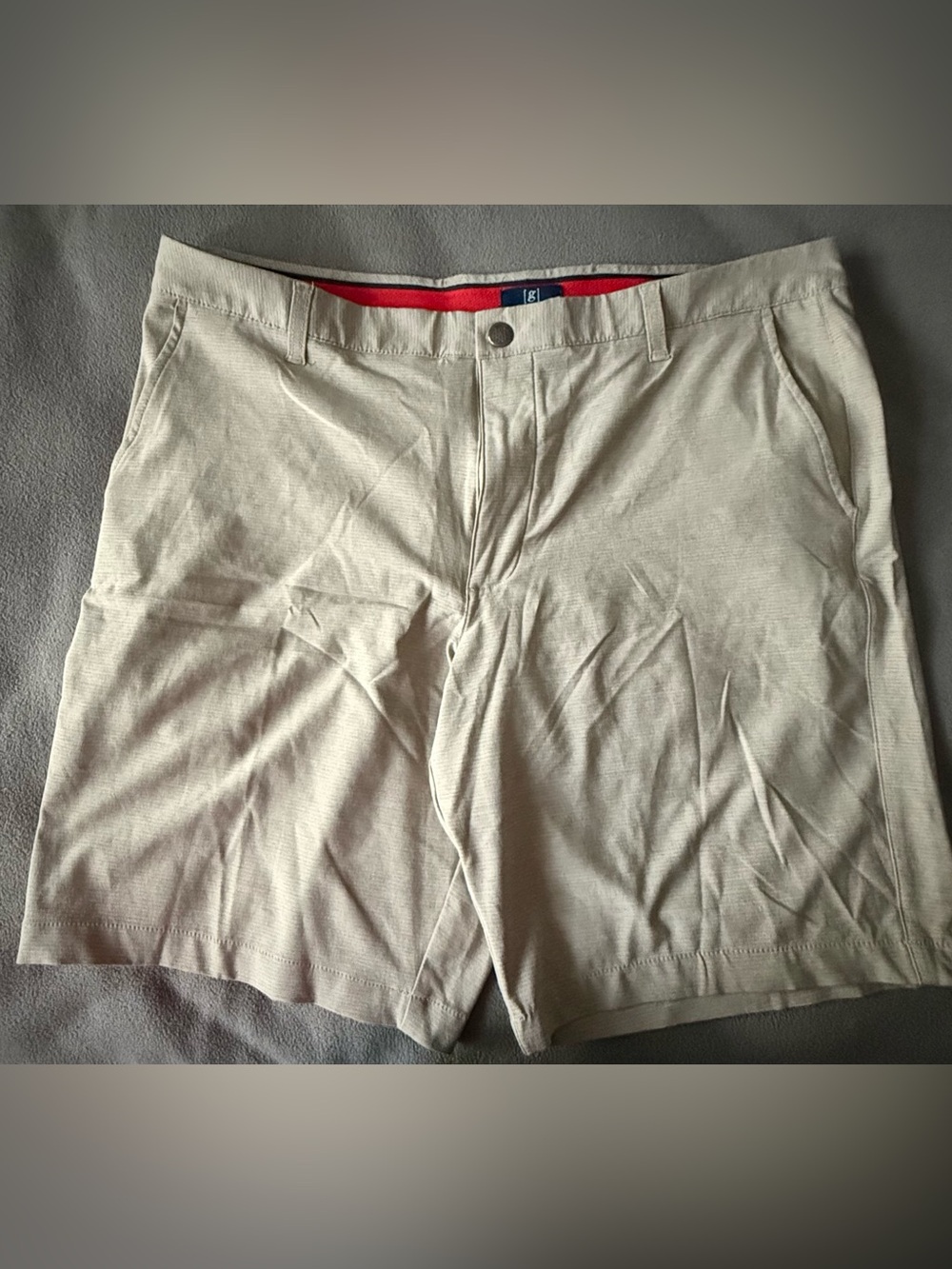 George Men's Khaki Shorts with Navy and Red Waistband Detail
